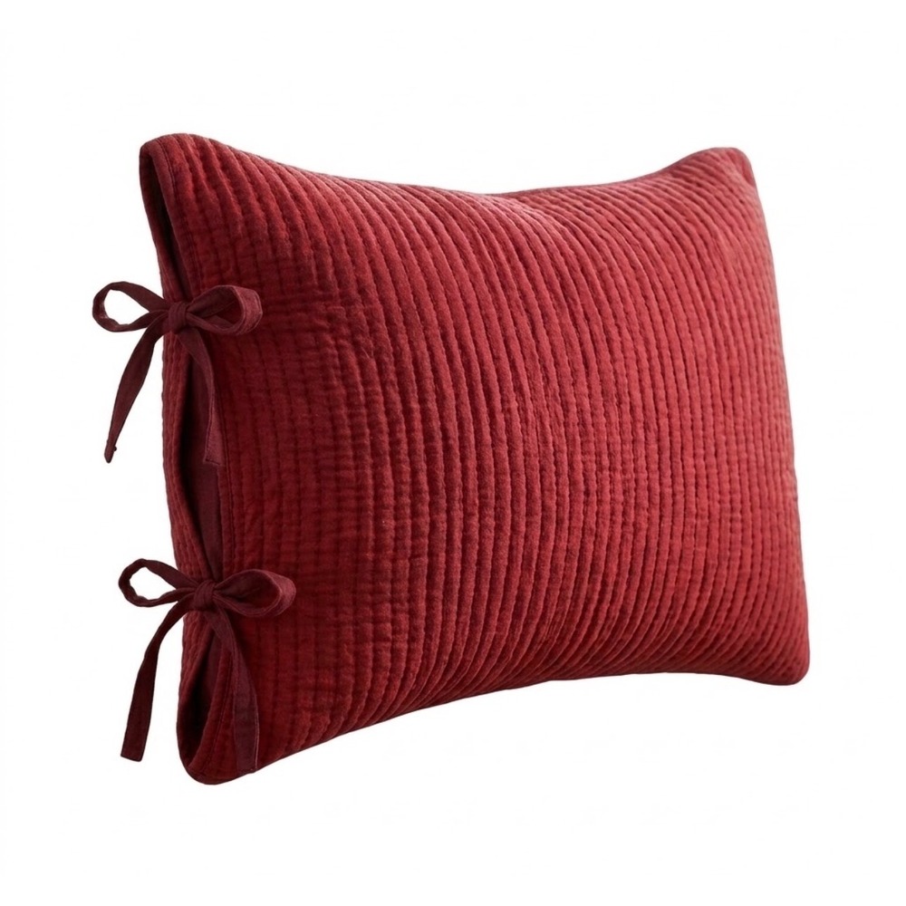 Pottery Barn Cotton Linen set of 2 Quilted King Pillow Sham Reversible Kantha